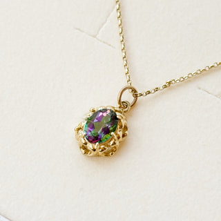 Mystic Topaz | 8ct Gold | 1cm x 1.7cm | 1.24g (2.39g with Chain)