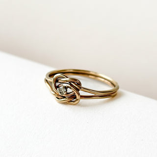 Diamond Twist Knot Ring | 9ct Gold | Real Diamond | Size N | 1.35g