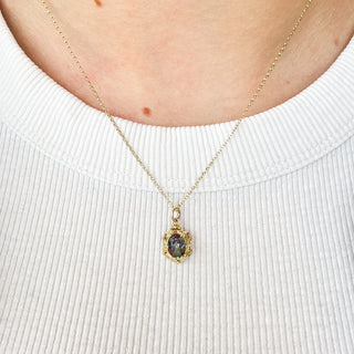 Mystic Topaz | 8ct Gold | 1cm x 1.7cm | 1.24g (2.39g with Chain)