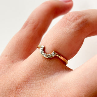 Diamond Cresent Ring | 9ct Gold | Real Diamond | Size K½
