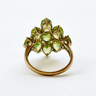 Peridot Cluster Shield | 8ct Gold | Size P | 4g