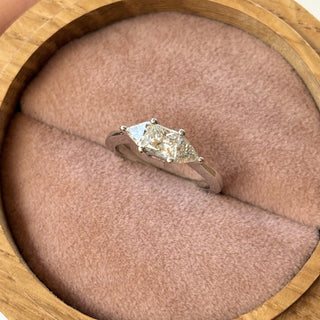 3 Stone Princess and Trillion Cut Ring