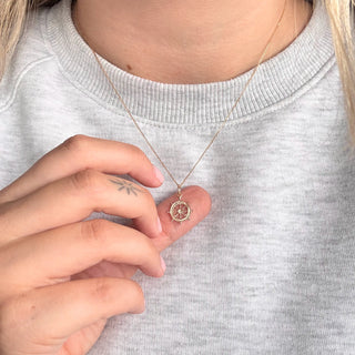 9ct Gold Ship’s Wheel Charm | 1.6g with 18" Curb Chain | Cut-Out Design