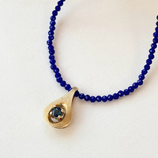 Royal blue with 9ct Gold Jumprings | 16 Inch | Professionally Restrung