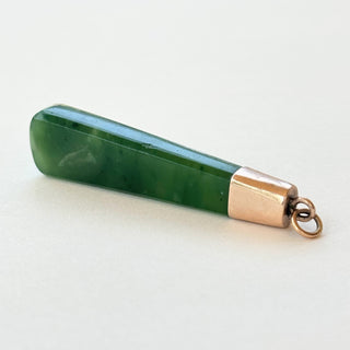 Jade Pendant with 9ct Gold Holder & Jumpring | 50mm x 15mm