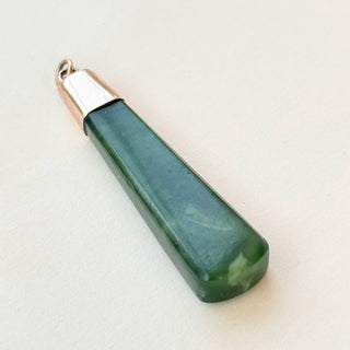 Jade Pendant with 9ct Gold Holder & Jumpring | 50mm x 15mm