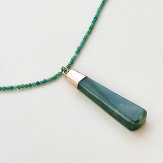 Jade Pendant with 9ct Gold Holder & Jumpring | 50mm x 15mm