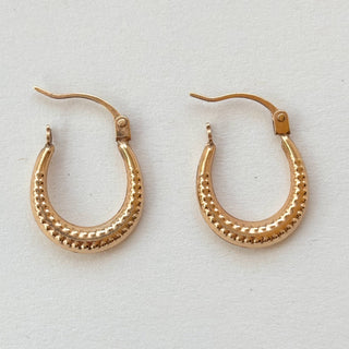 Tiny Textured Huggie Earrings | 9ct Gold | 8mm Diameter | 0.40g