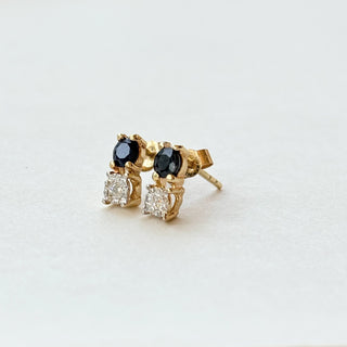 Diamond & Sapphire Earrings | 14ct Gold | Illusion-Set Diamonds