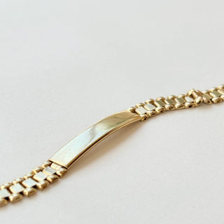 Identity Bracelet | 9ct Gold | 8.10g | 7.5" | Oyster Links | Heavy Lobster Clasp