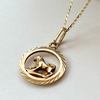 Leo Medallion Pendant Necklace | 14ct Gold Pendant 2.71g | 18" 9ct Chain | 4.30g Total