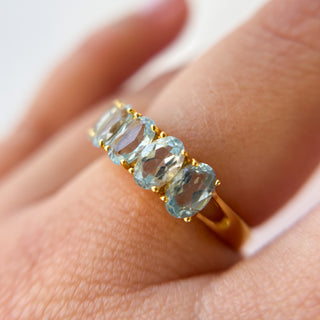 Five-Stone Blue Topaz | 9ct Gold | Blue Topaz | 2.53g | Size P