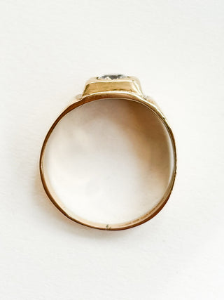 Cz Starburst Signet | 9ct Gold | Size P1/2 | 3.37g