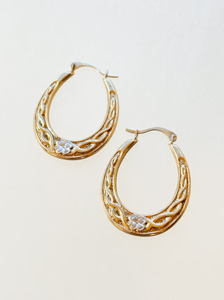 Celtic and Clover Hoop Earrings | 9ct Gold | 0.94g | 36mm