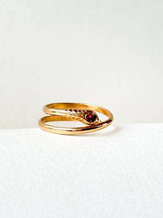 Garnet Snake Wrap Ring | 18ct Gold | Size L | 1.83g