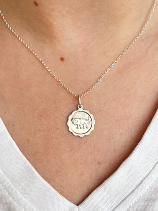 Taurus Zodiac Pendant | Silver | 18-Inch Fine Cable Link Chain | 1.47g