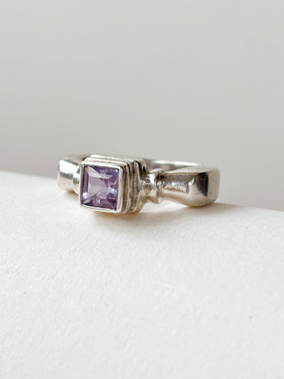 Princess Cut Amethyst Ring | 925 Silver | Size L | 4.72g