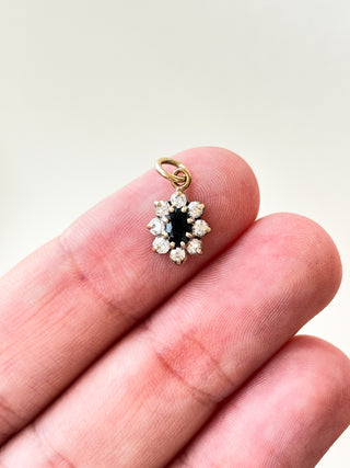 CZ & Sapphire Cluster Pendant | Diamond Chain | 9ct Gold | 18–20-Inch | 0.55g