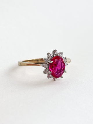 Pink Glass Solitaire Ring | 9ct Gold | Size O | 2.81g