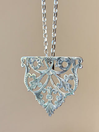 Hand-Engraved Leaf Pendant | 10.19g | 48mm x 58mm