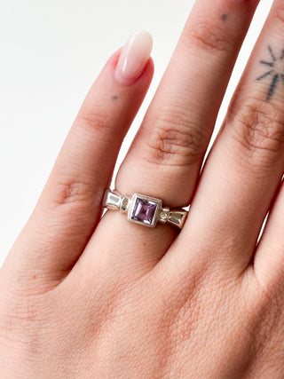 Princess Cut Amethyst Ring | 925 Silver | Size L | 4.72g