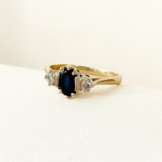 Synthetic Blue Sapphire and CZ | 9ct Gold | Size O | 2.46g