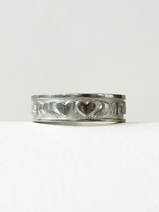 Gaeilge Two Hearts Together Ring | 925 Silver | Size K | 4.66g
