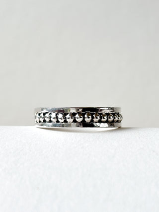 Silver Beaded Ring | 925 Silver | Size M | 2.17g