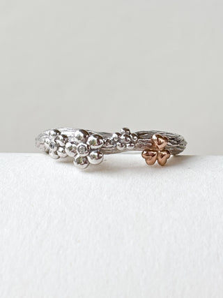 Shamrock CZ Flower Band Ring | 925 Silver | Size Q | 3.42g