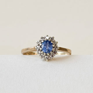 Ceylon Blue Sapphire (Natural) and Diamond | 9ct Gold | Size N | 2.34g