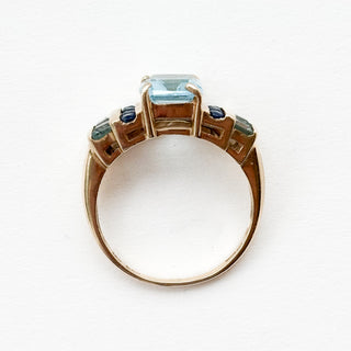 Blue Topaz & Blue Sapphire Natural Accent Ring | 10ct Gold | Size O½ | 4.2g