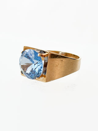 Synthetic Blue Spinel Solitaire Ring | 9ct Gold | Size L½ | 5.14g