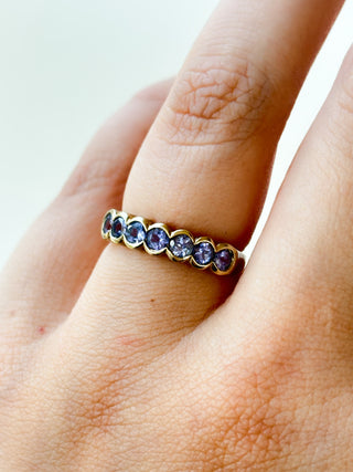 Iolite Seven-Stone Bezel Set Ring | 9ct Gold | Size M | 2.41g