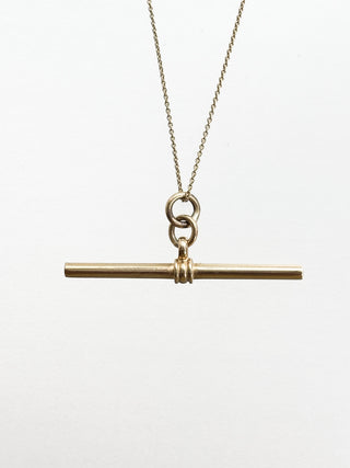 Solid T-Bar Pendant | 9ct Gold | 18-Inch Fine Cable Link Chain | 1.92g