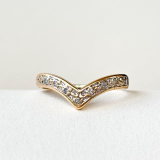 Diamond Chevron Ring | 9ct Gold | Real Diamond | Size N½ | 1.59g