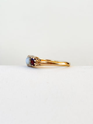 Opal & Garnet Eternity Ring | 9ct Gold | 3.01g | Size P½