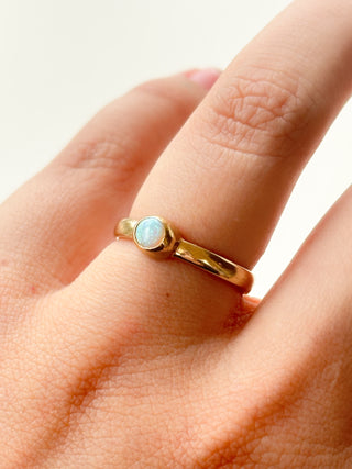 White Opal Bezel Set Ring | 9ct Gold | Size N | 2.90g