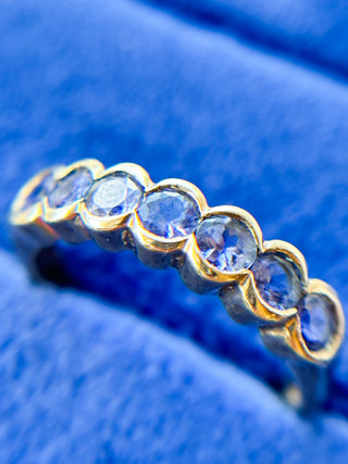 Iolite Seven-Stone Bezel Set Ring | 9ct Gold | Size M | 2.41g