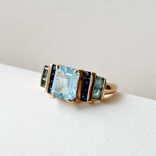 Blue Topaz & Blue Sapphire Natural Accent Ring | 10ct Gold | Size O½ | 4.2g