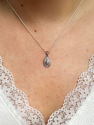 Miraculous Medal Pendant | Cable Link Chain 18-20in | 925 Silver | 1.16g