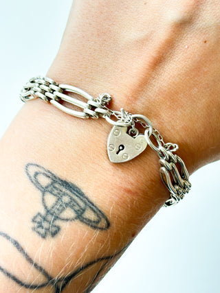 Silver Padlock Bracelet | 925 Silver | 7.5-Inch | 18.88g