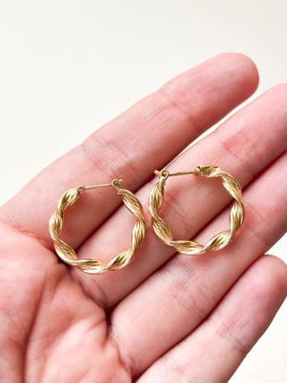 Twisted Creole Hoop Earrings | 9ct Gold | 2.5cm | 1.81g