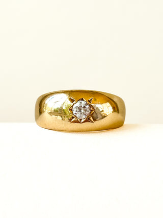 CZ Starburst Dome Ring | 9ct Gold | Size N | 3.08g