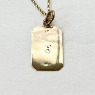 No. 10 Rectangle Engraved Pendant | 9ct | 1g | 18" Fine Cable Link Chain