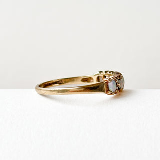 Eternity Ring | 9ct Gold | Natural Opal + Diamond | Size O | 1.56g
