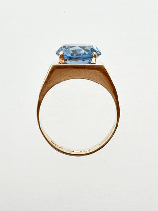 Synthetic Blue Spinel Solitaire Ring | 9ct Gold | Size L½ | 5.14g
