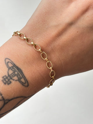 Gold Textured Circle Bracelet | 9ct Gold | 4.47g | 7.28in