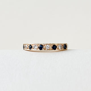 Natural Sapphire and CZ Band | 9ct Gold | Size O | 1.51g