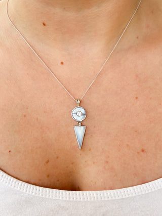 CZ & Shell Pendant | 925 Silver | 3.46g
