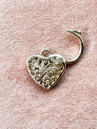 Heart Padlock Floral Filigree Pendant | 925 Silver | 3.40g | 18–20-Inch Cable Link Chain